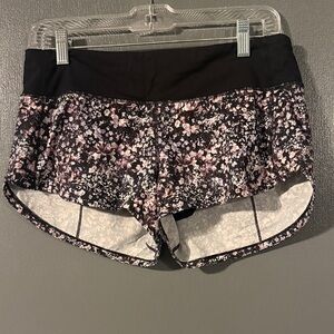 lululemon athletica Black and Pink Floral Athletic Shorts